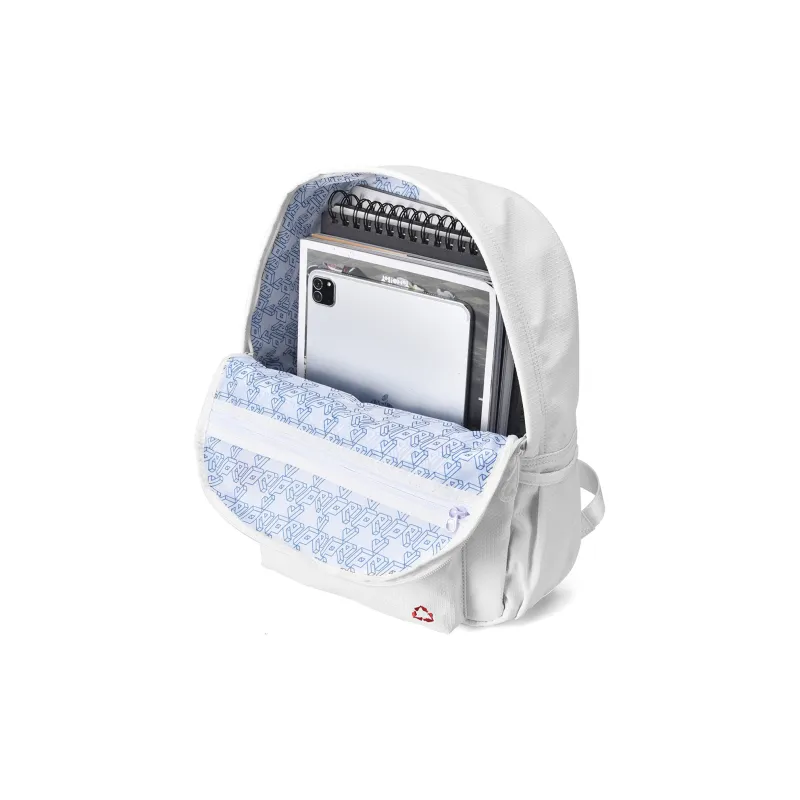 FINITE LOOP Recycled Polyester Backpack Unisex White-3