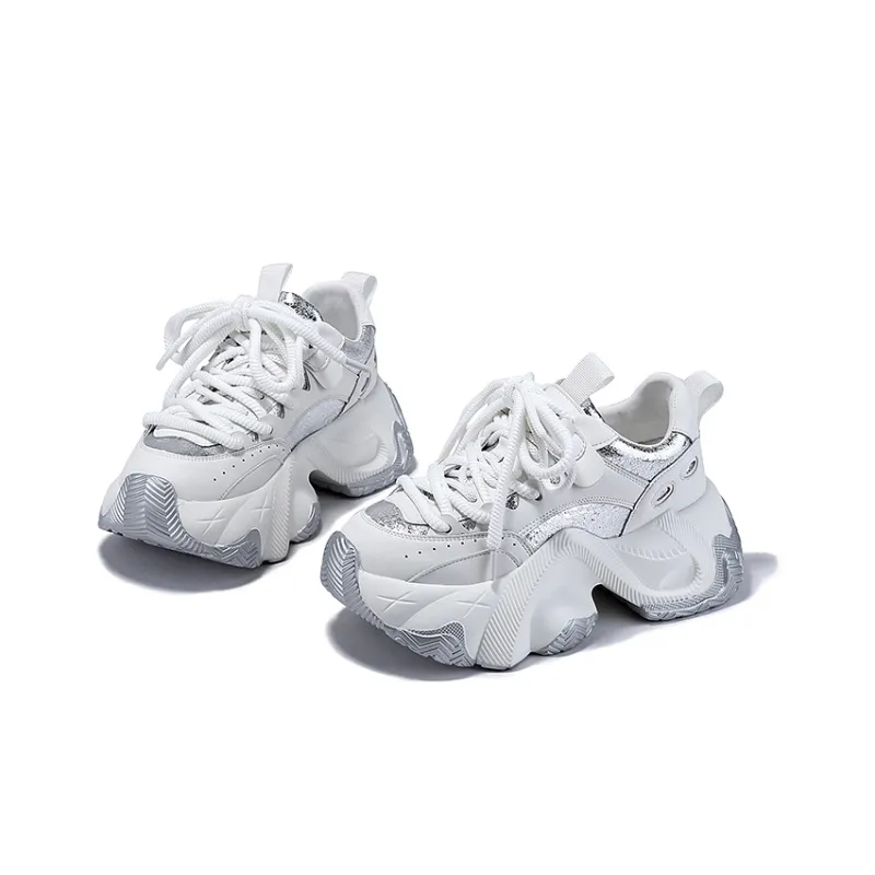 SELAIYA Low Top Chunky Sneakers Women's White-2