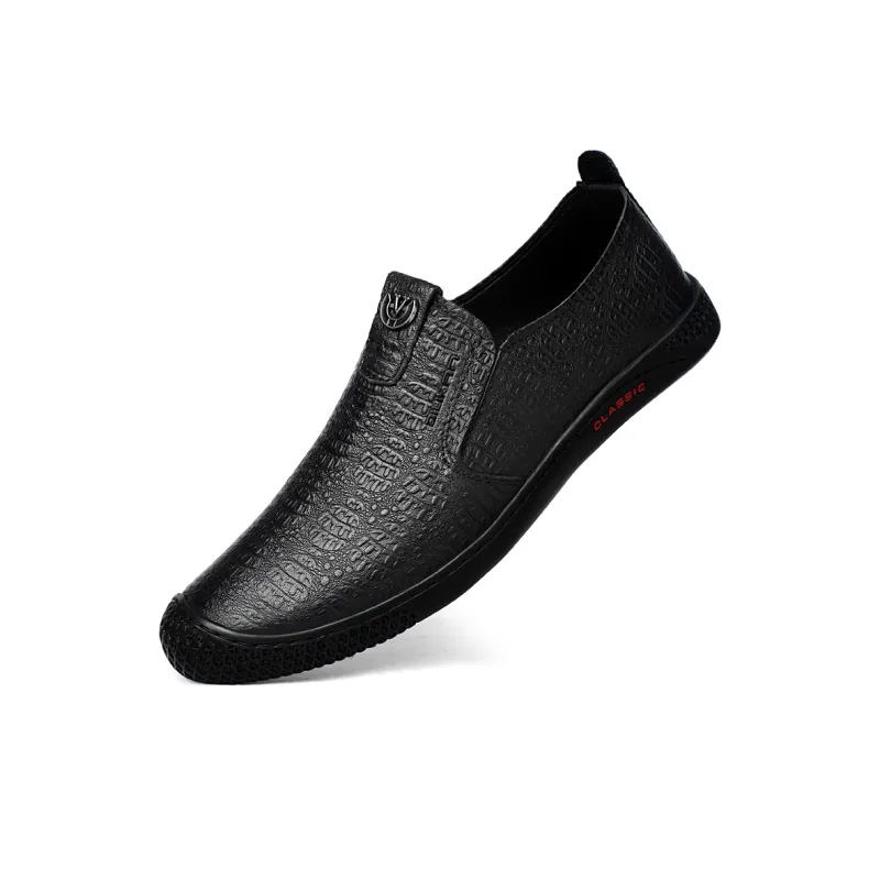 DILIKAN Casual Driving Shoes Leather Shoes Men's Black-2
