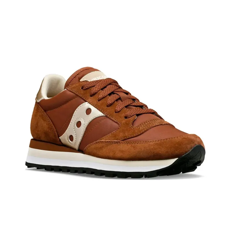 Saucony Jazz Triple Cushioning Wear-Resistant Low-Top Running Shoes Women's Brown White-2
