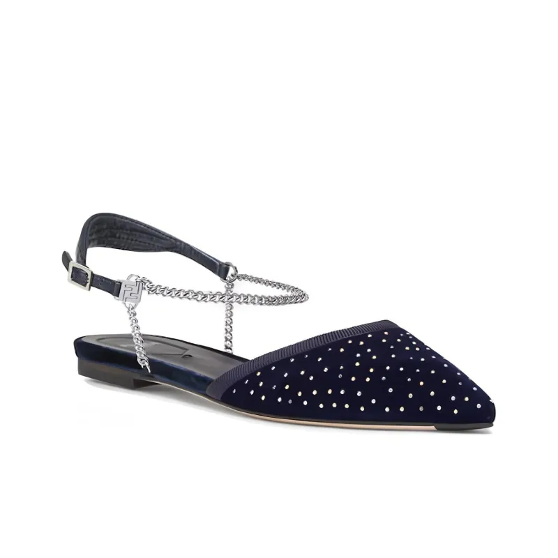 FENDI Colibri Lite Velvet Ballet Flats Women's-2