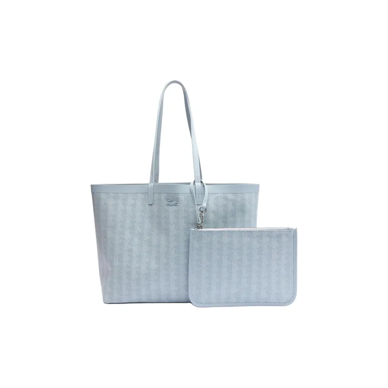 LACOSTE Coated Canvas Tote Bag Shopping Bag Shoulder Bag Handbag Medium Size Women's Light Blue-0