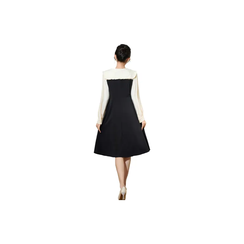 SMEN Long Sleeved Dresses Women's Black-0