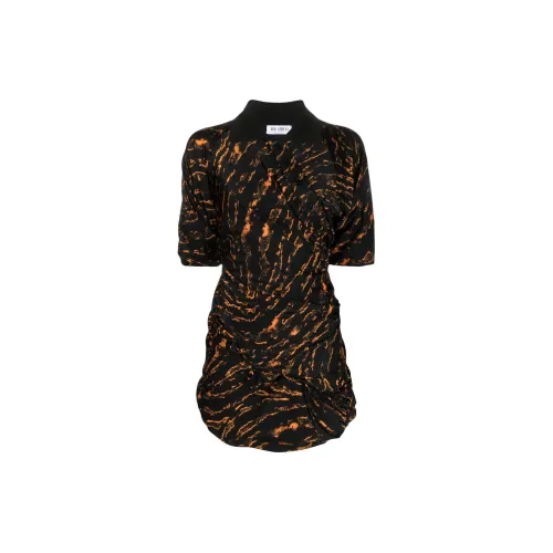 The Attico Abstract-print Gathered Mini Dress