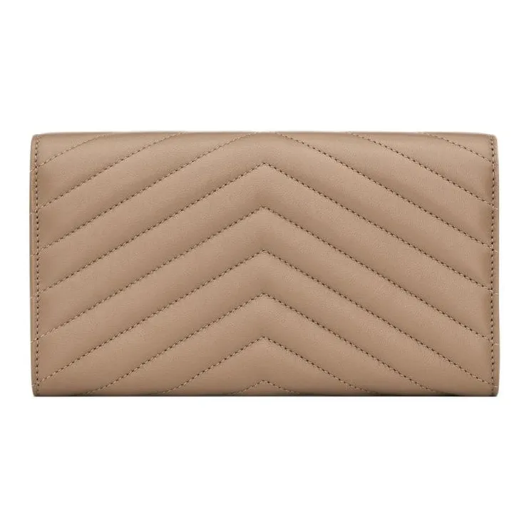 SAINT LAURENT CASSANDRE Lambskin Wallet Large Size Women's Dusty Gray-1