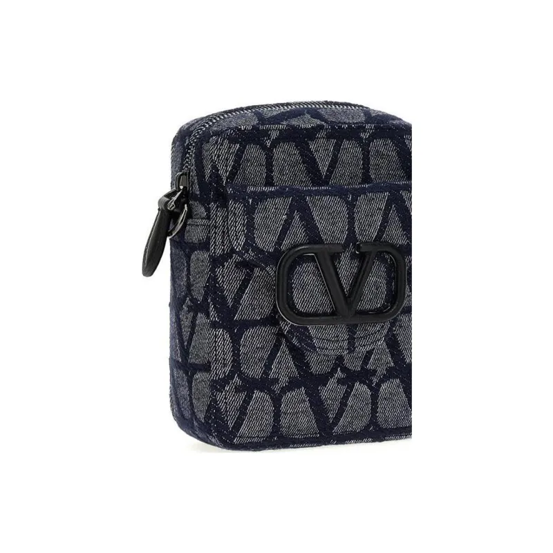 Valentino Leather Crossbody Bag Shoulder Bag Men's Blue-3