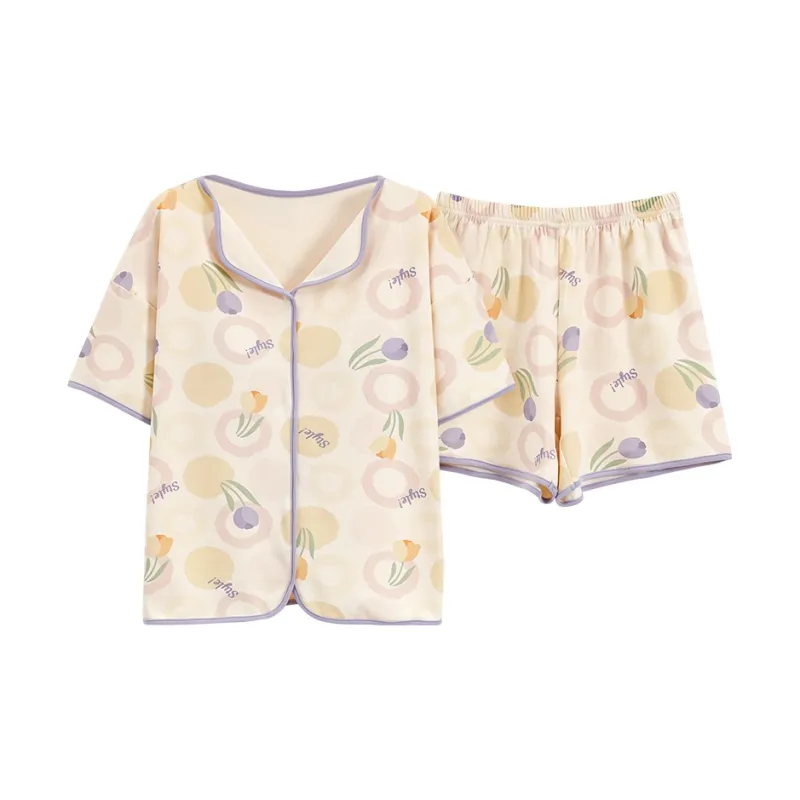 The Story Of The Flower Season Pajama Set Women's Ecru-0
