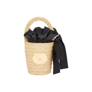 Patou Iconic Logo Engraved Woven Bucket Bag