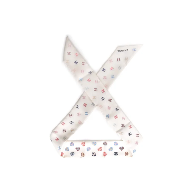 CHANEL Silk Scarves Women's White-2