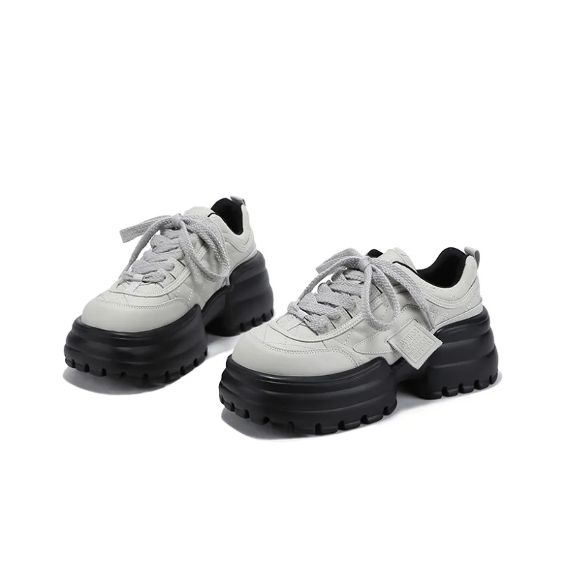 SELAIYA Anti Slip And Wear Resistant Height Increasing Low Top Chunky Sneakers Women's-2