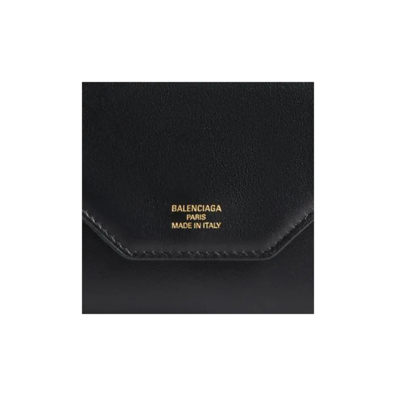 Balenciaga Smooth Calf Leather Wallet Women's Black-7