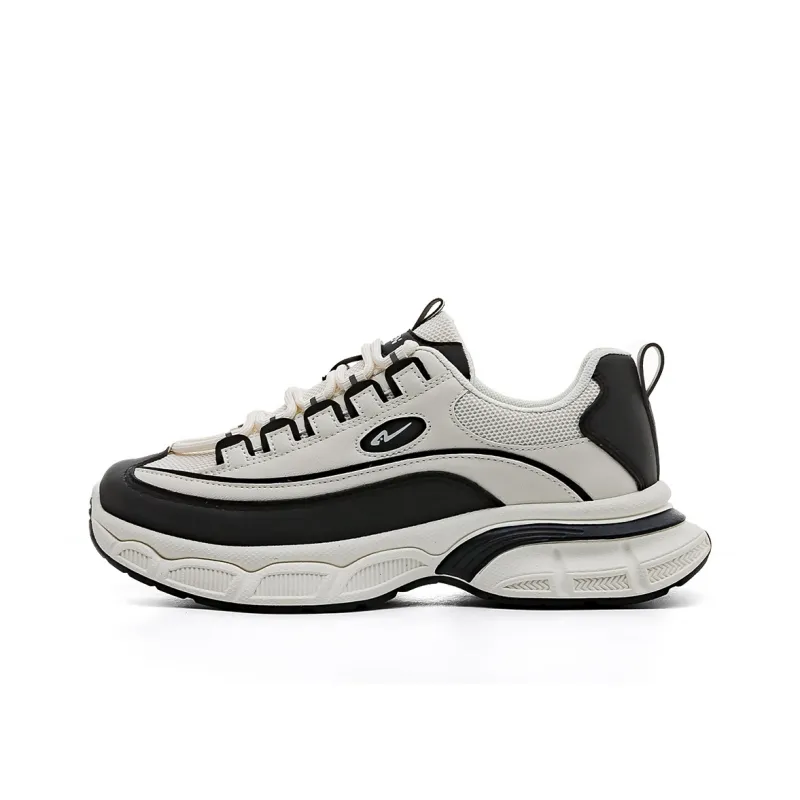RENBEN Wear Resistant Breathable Lightweight Height Increasing Low Top Chunky Sneakers Women's Beige Black-0