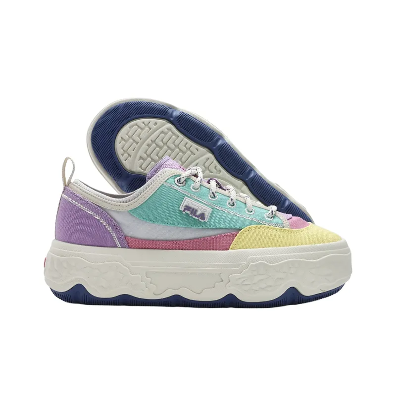 FILA ROCK Rock Shoes Anti-Slip Wear-Resistant Low-Top Canvas Shoes Women's Yellow Blue-3