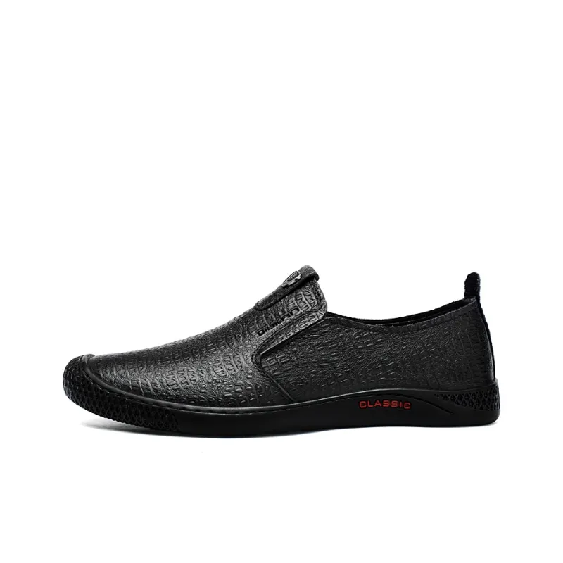 DILIKAN Casual Driving Shoes Leather Shoes Men's Black-1