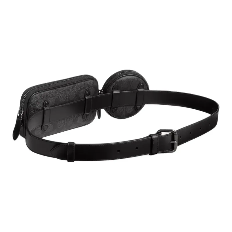 COACH Coated Canvas With Refined Calfskin Fanny Pack Trumpets Men's Charcoal-1