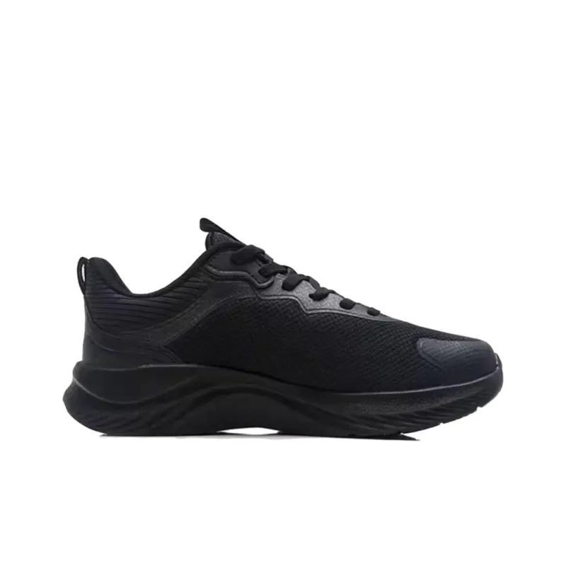 QIAODAN Cushioned Wear Resistant Breathable Lightweight Low Top Running Shoes Men's Black-1