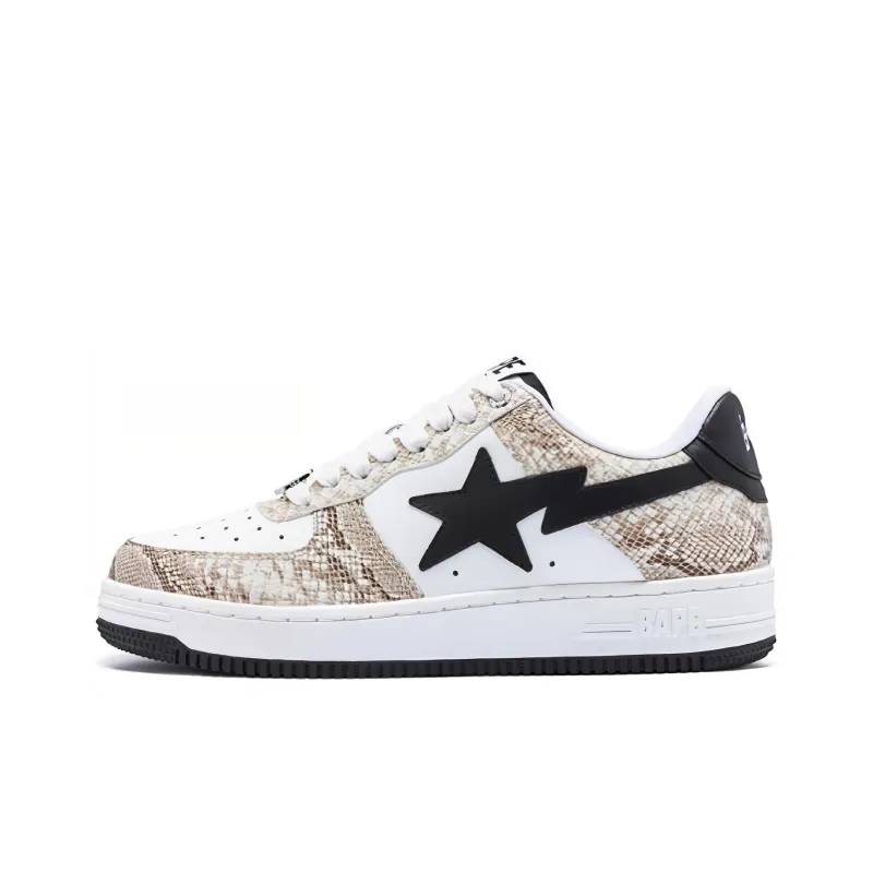 A BATHING APE STA Low Top Stylish Skateboarding Shoes Men's Ecru-0