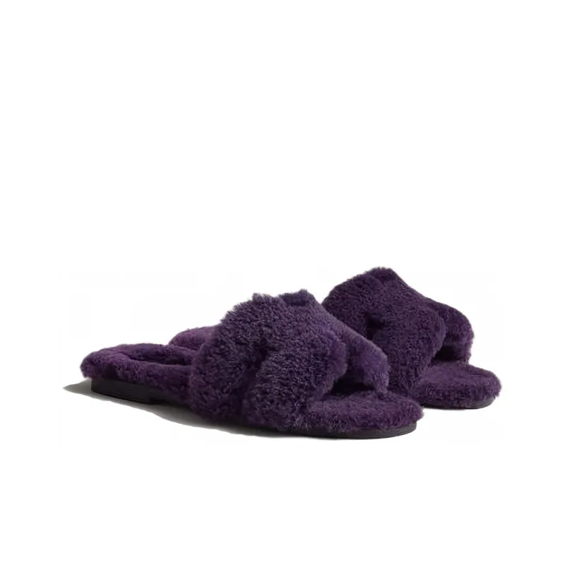 HERMES Oran Slide Slippers Women's Violet-2