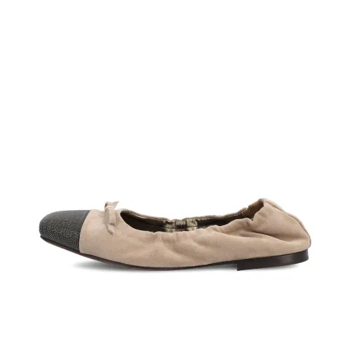 Brunello Cucinelli Monili-toe Leather Ballerina Shoes