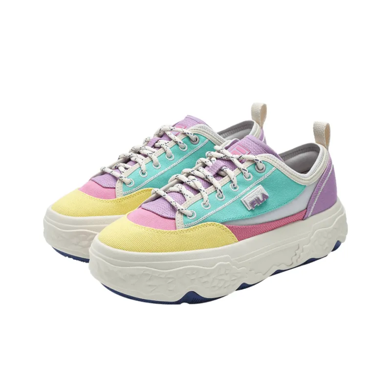 FILA ROCK Rock Shoes Anti-Slip Wear-Resistant Low-Top Canvas Shoes Women's Yellow Blue-2