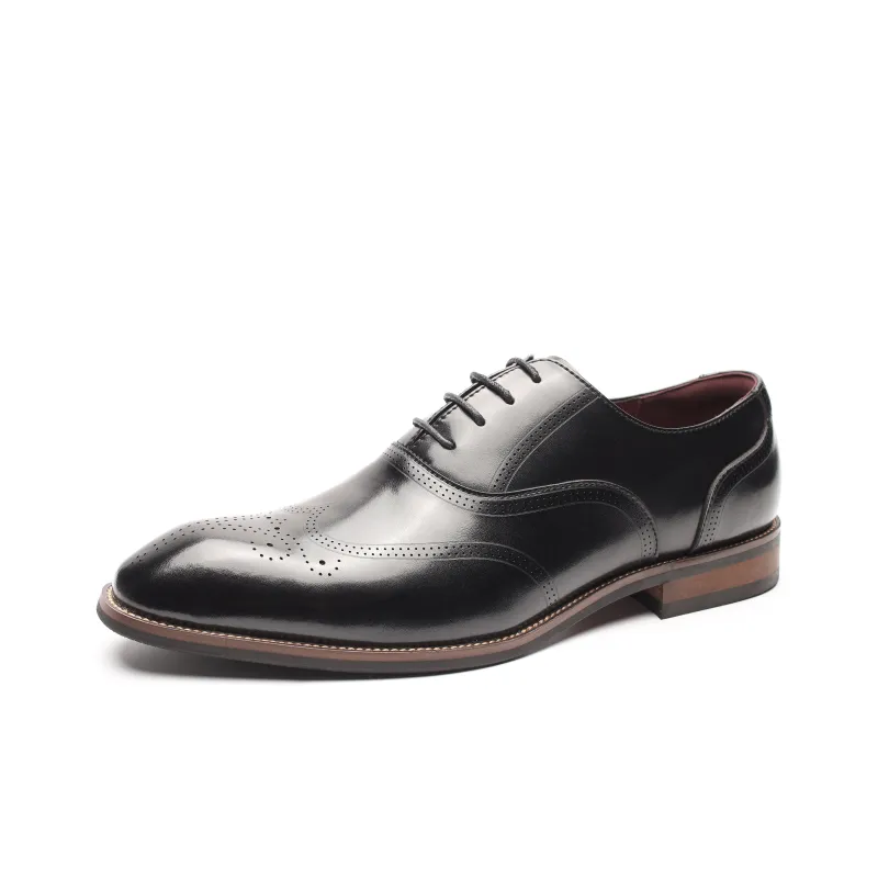 XIAOTOULANG Dress Shoes Men Low Top Black/Brown-0