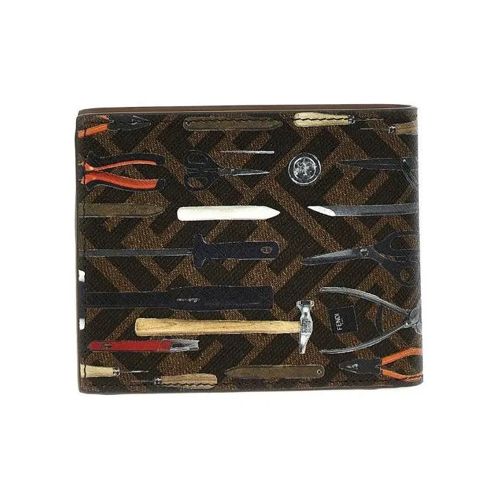 FENDI Leather Wallet Men's Brown-1