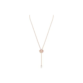 Swarovski Synthetic Cubic Zirconia Faux Crystal Rose Gold Plated Faux Pearl Necklaces Women's Rose Gold