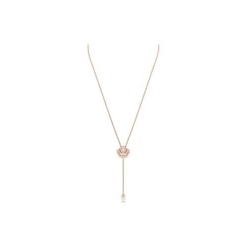 Swarovski Synthetic Cubic Zirconia Faux Crystal Rose Gold Plated Faux Pearl Necklaces Women's Rose Gold