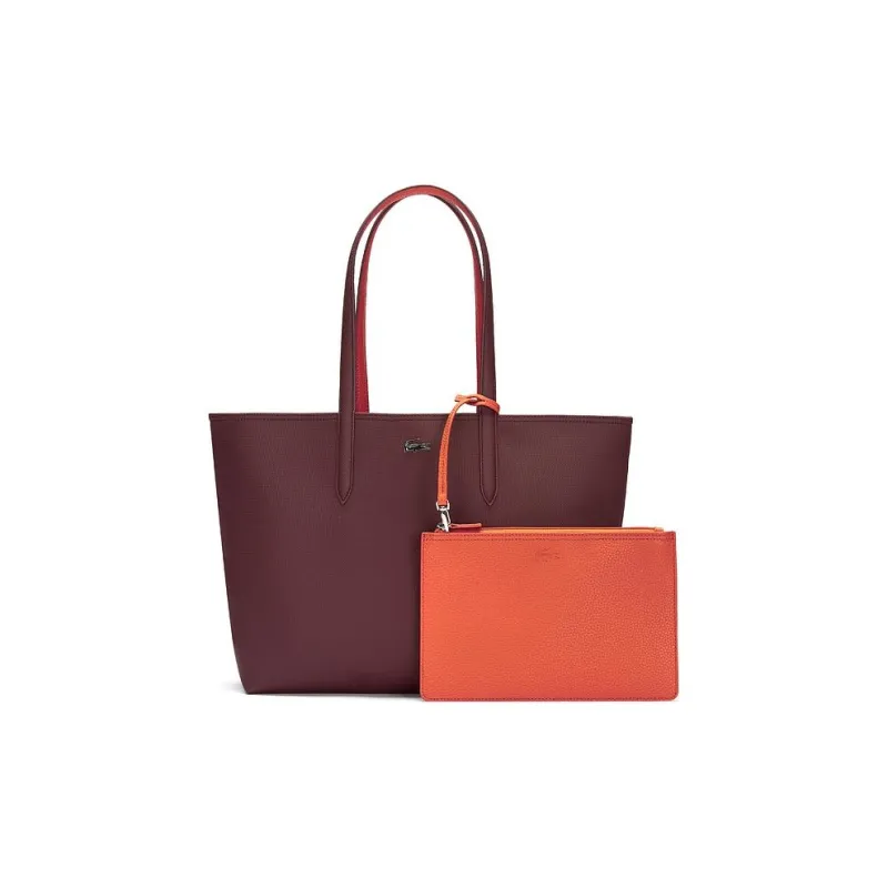 LACOSTE PVC Tote Bag, Shopping Bag, Shoulder Bag, Handbag Tubas Women's Bordeaux Burgundy & Garnet Red-2