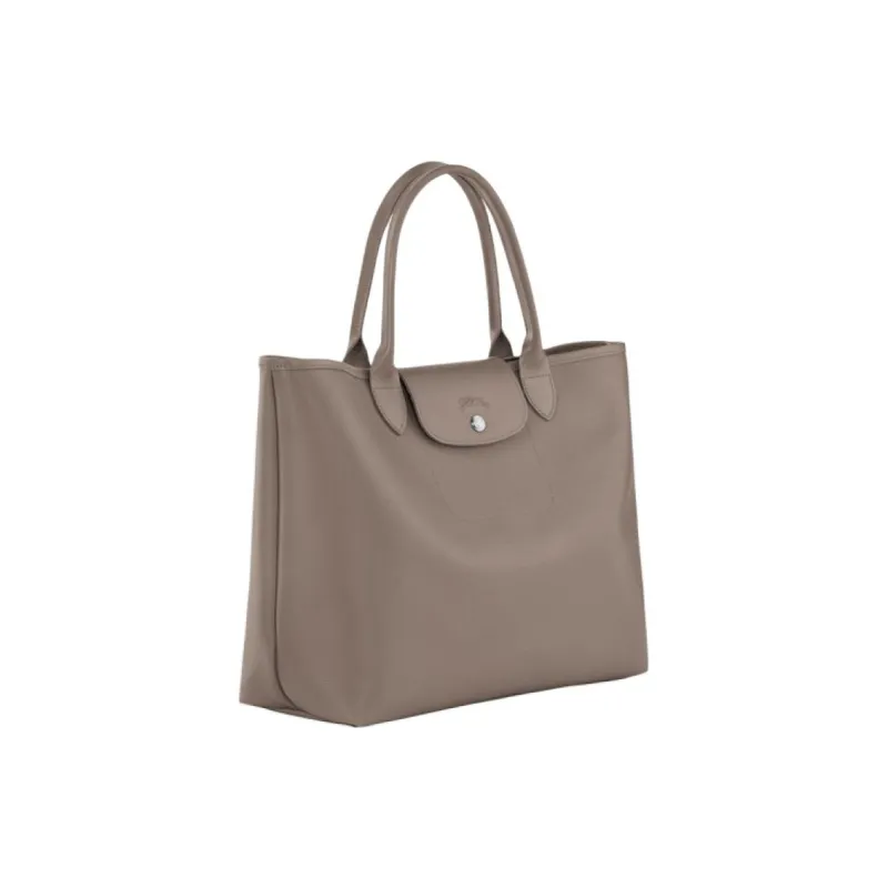LONGCHAMP Le Pliage City Coated Canvas With Leather Trim One Shoulder Handbag Large Size Women's Camel Gray-1
