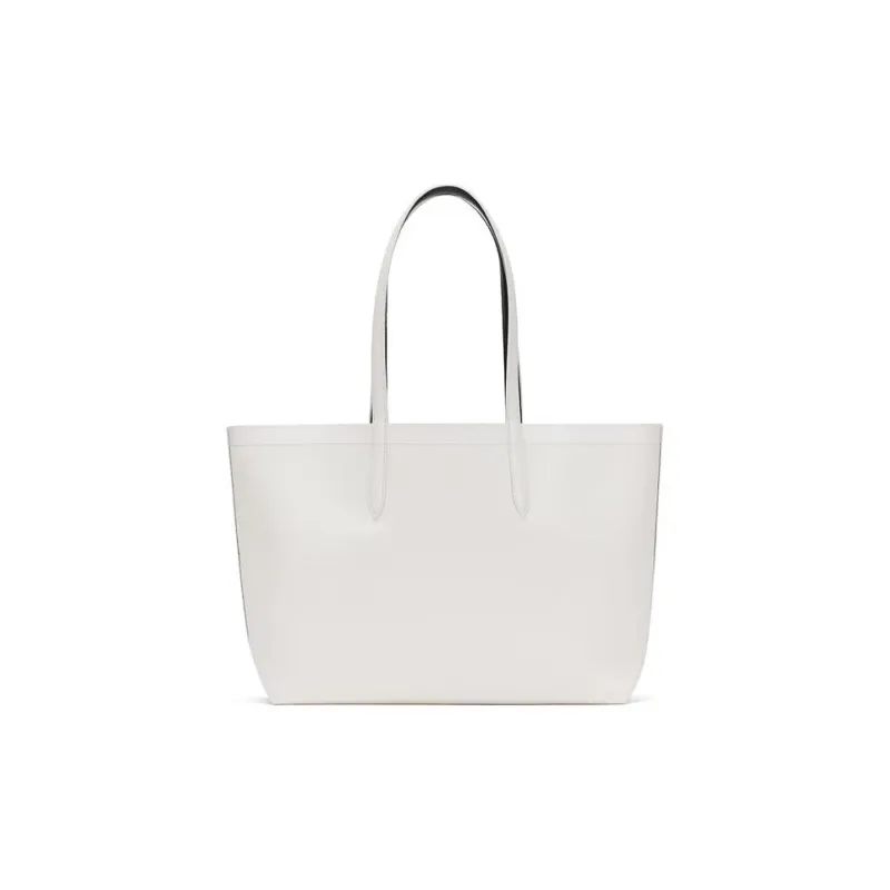 LACOSTE PVC Tote Bag Shopping Bag Handbag Large Size Women's White Dark Green-1