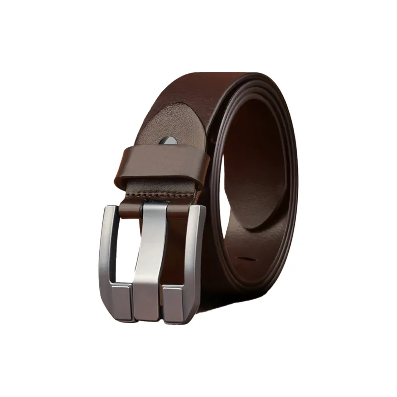 NIUMJ Business Casual Minimalist Style, Pin Buckle Leather Belts Men's Width 3.8cm-2