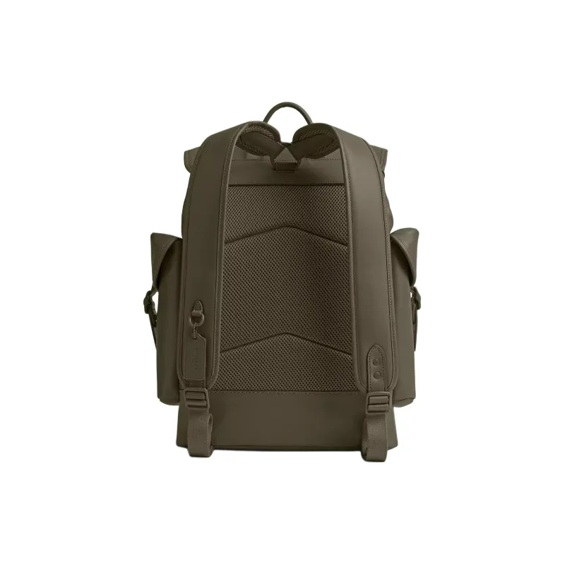 COACH Hitch Premium Calfskin Backpack Large Size Men's Army Green-2