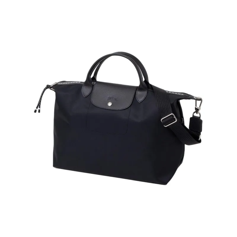 LONGCHAMP Nylon With Canvas Dumpling Bag, Crossbody Bag, One Shoulder Bag, Handbag Tubas Women's Black-0