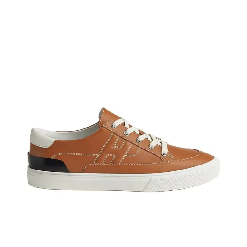 HERMES Deep Low Top Skateboard Shoes Men's Brown-1