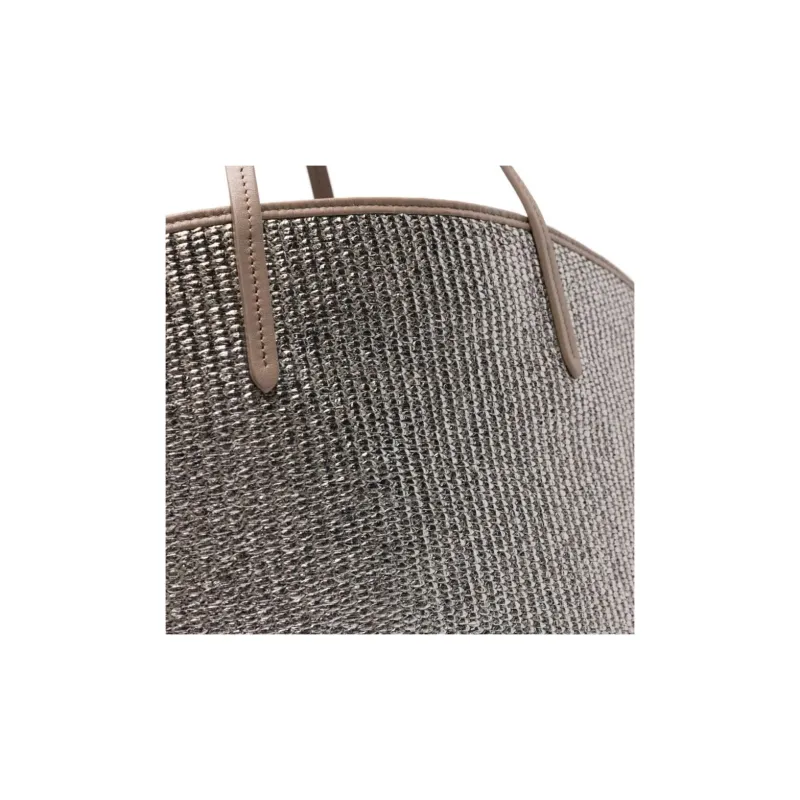 Brunello Cucinelli Metallic Raffia Tote Bag-2
