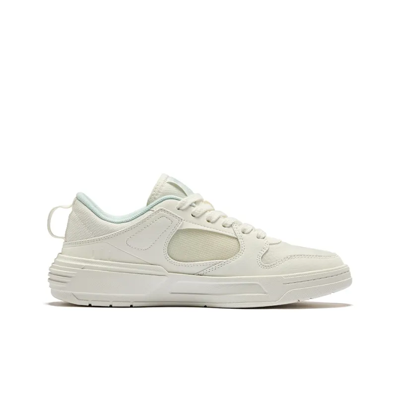 Erke Qingshi Durable Breathable Low Top Skateboard Shoes Women's Microcrystal White-1