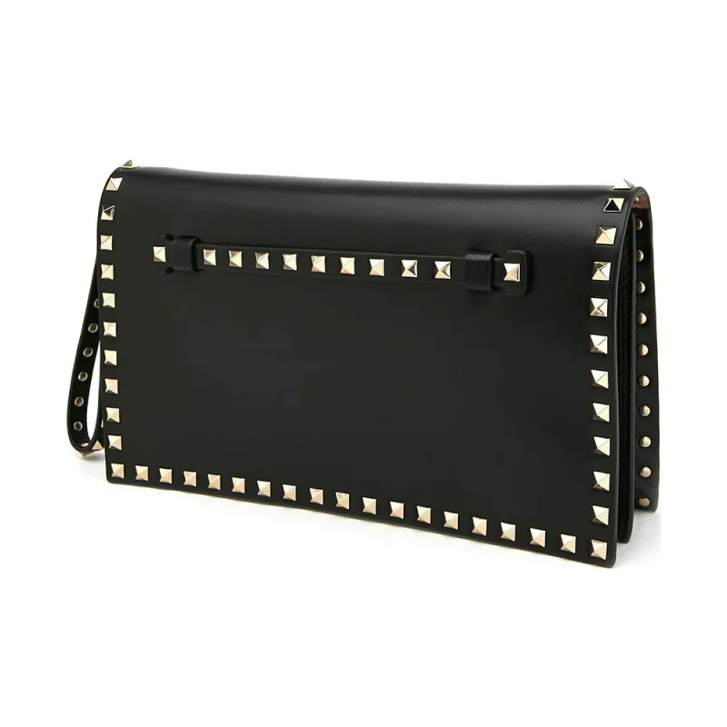 Valentino Leather Clutch Small Size Women's Black-1