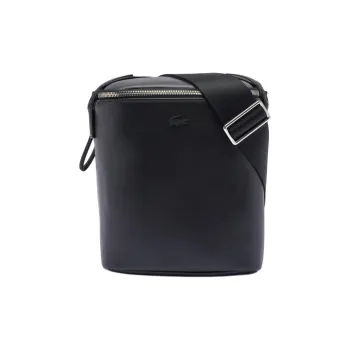 LACOSTE Cow Leather Camera Bag Shoulder Bag Crossbody Bag Unisex Black