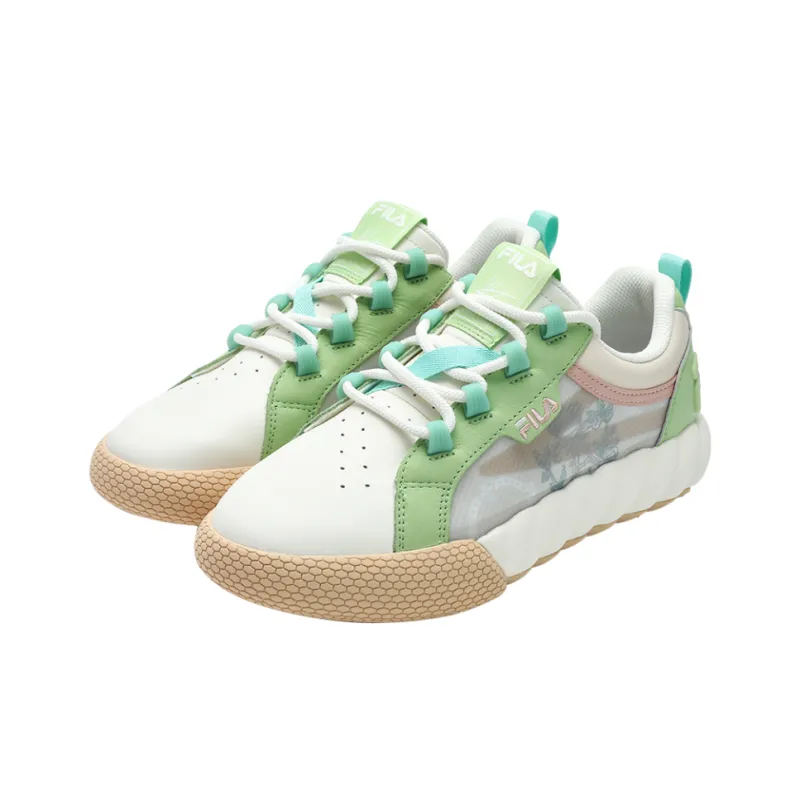 FILA CAMPO VERSAILLES Anti Slip Wear Resistant Low Top Skateboard Shoes Women's White Green-1