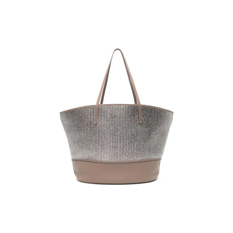 Brunello Cucinelli Metallic Raffia Tote Bag-0