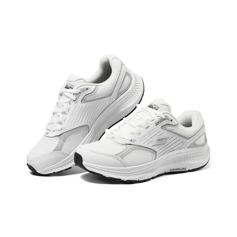 Skechers Go Run Consistent 2.0 Cushioning Wear Resistant Low Top Running Shoes Women's White Silver-2