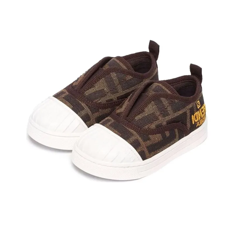 FENDI Slip-On Sneaker Junior First Steps 'Allover FF Logo - Tobacco'-3