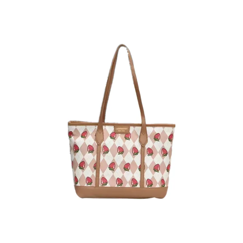 NOMK PU Tote Bag, Shopping Bag, Shoulder Bag Women's Pink/Khaki-4