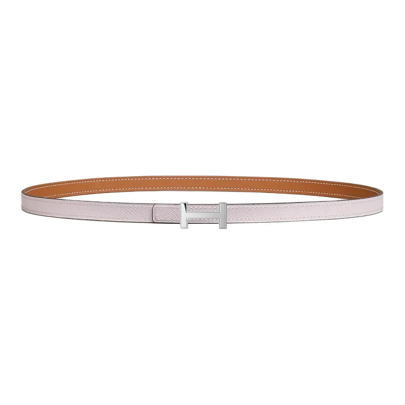 HERMES H Letter Buckle, Smooth Buckle Leather Belts Women's Brown/Light Purple Width 1.3cm-1