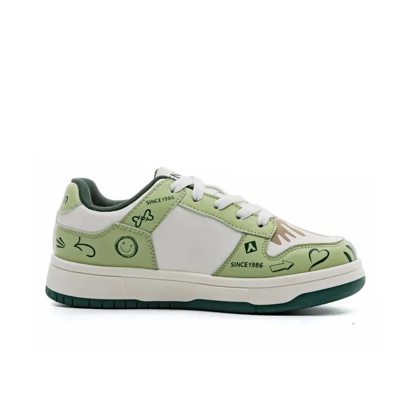 RENBEN Wear Resistant Lightweight Supportive Balance Low Top Skateboard Shoes Women's Green-1