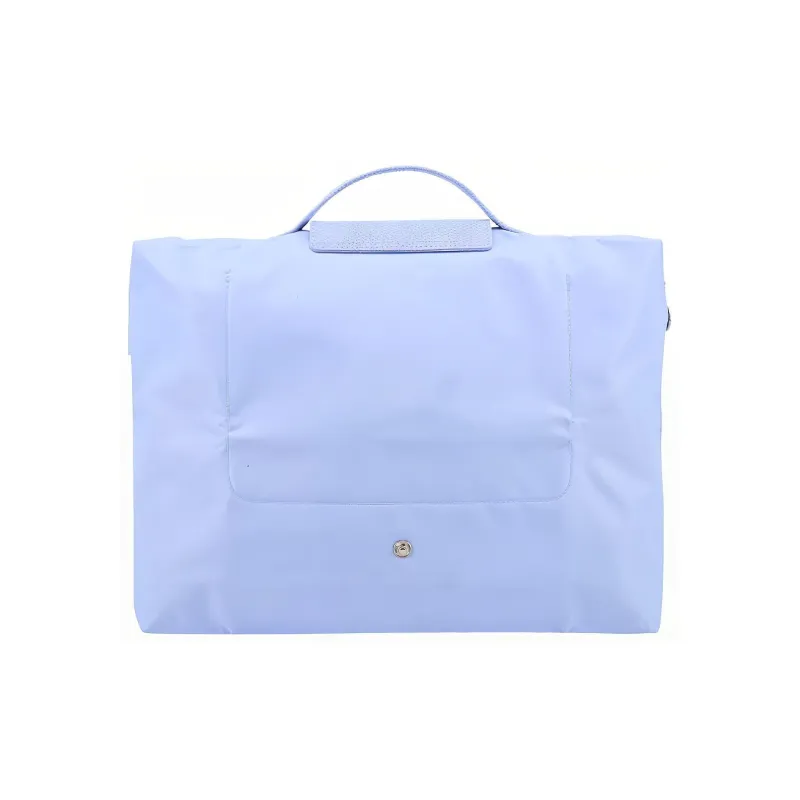 LONGCHAMP Le Pliage Green Cow Leather Trim File Bag Handbag Briefcase Small Size Women's Blue-2