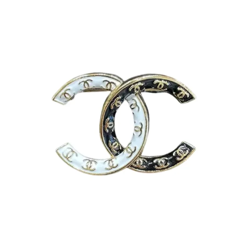 CHANEL Brooches Women's Gold, White, And Black-1