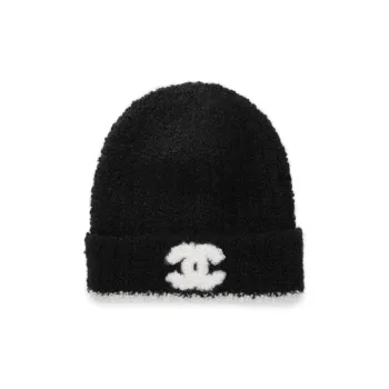 CHANEL Yarn Beanies Women's Black