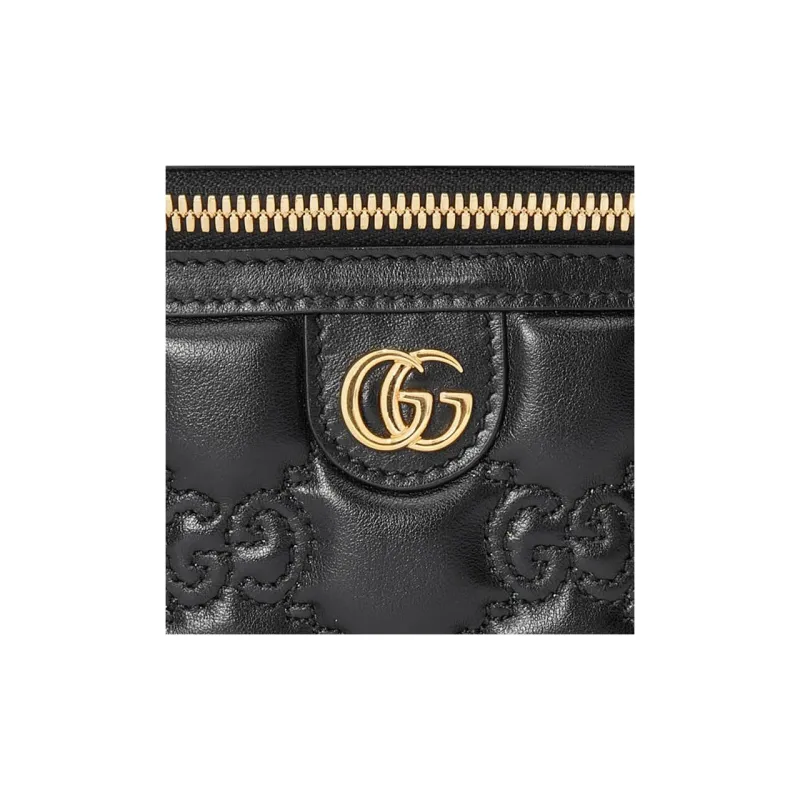 GUCCI GG Matelassé Leather Handle Bag, Makeup Box, Shoulder Bag, Handbag Mini Women's Black-7